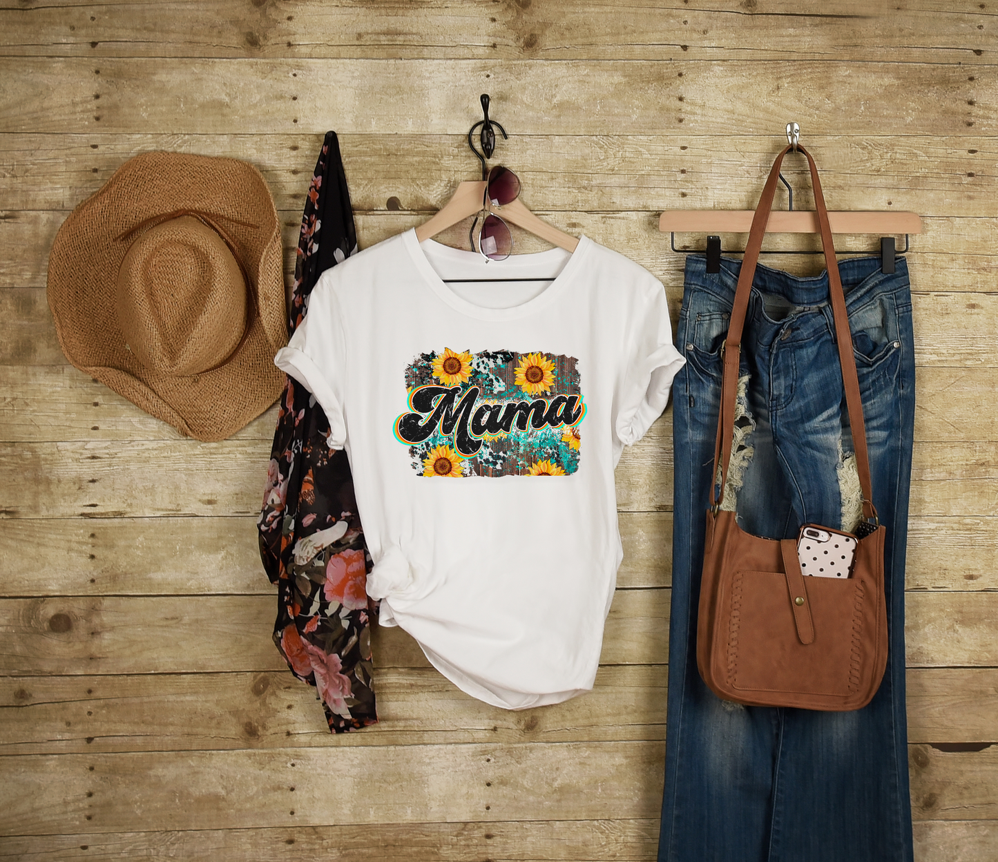 Sunflower Mama Adult Cotton T-shirt