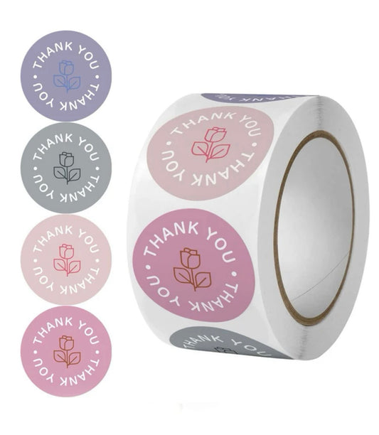 Thank you 1” 4 Color Sticker Roll