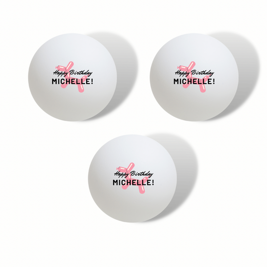 Happy Birthday Pink Balloon Dog Ping Pong / Beer Pong Ball