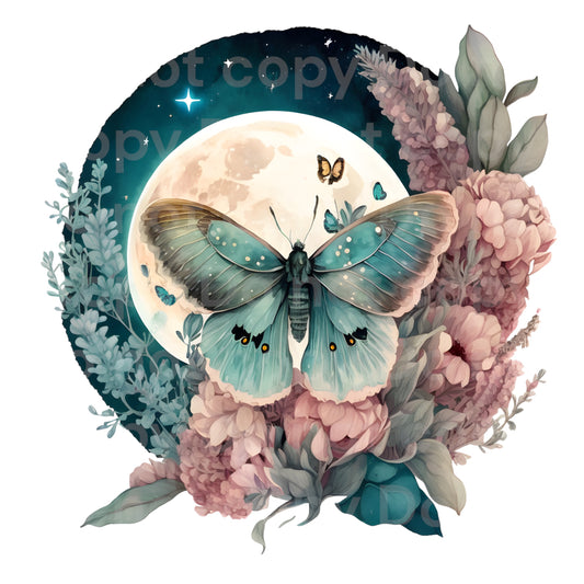 Full Moon Floral Moth Transfer Film 1005