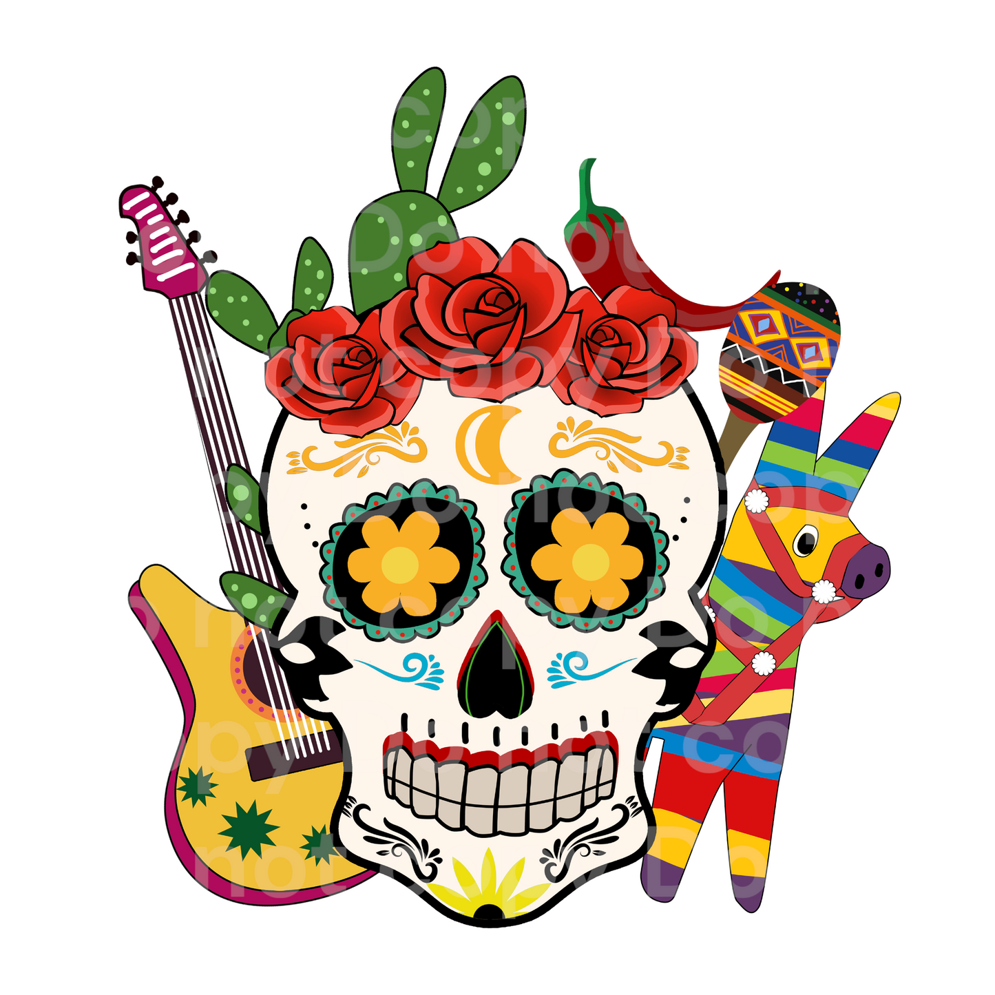 Cinco de Mayo Skull Transfer Film 7025