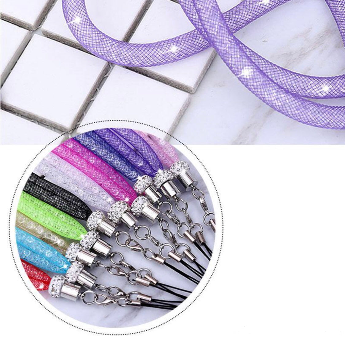 Bling Rhinestone phone case lanyard with loop