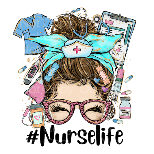 Messy Bun Nurse Life Transfer Film 1806