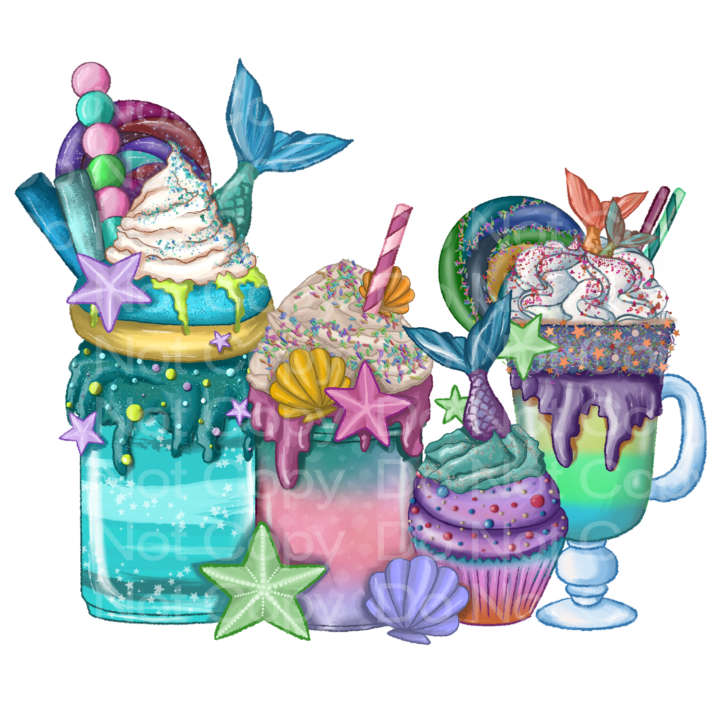Mermaid Drinks Transfer Film 1016
