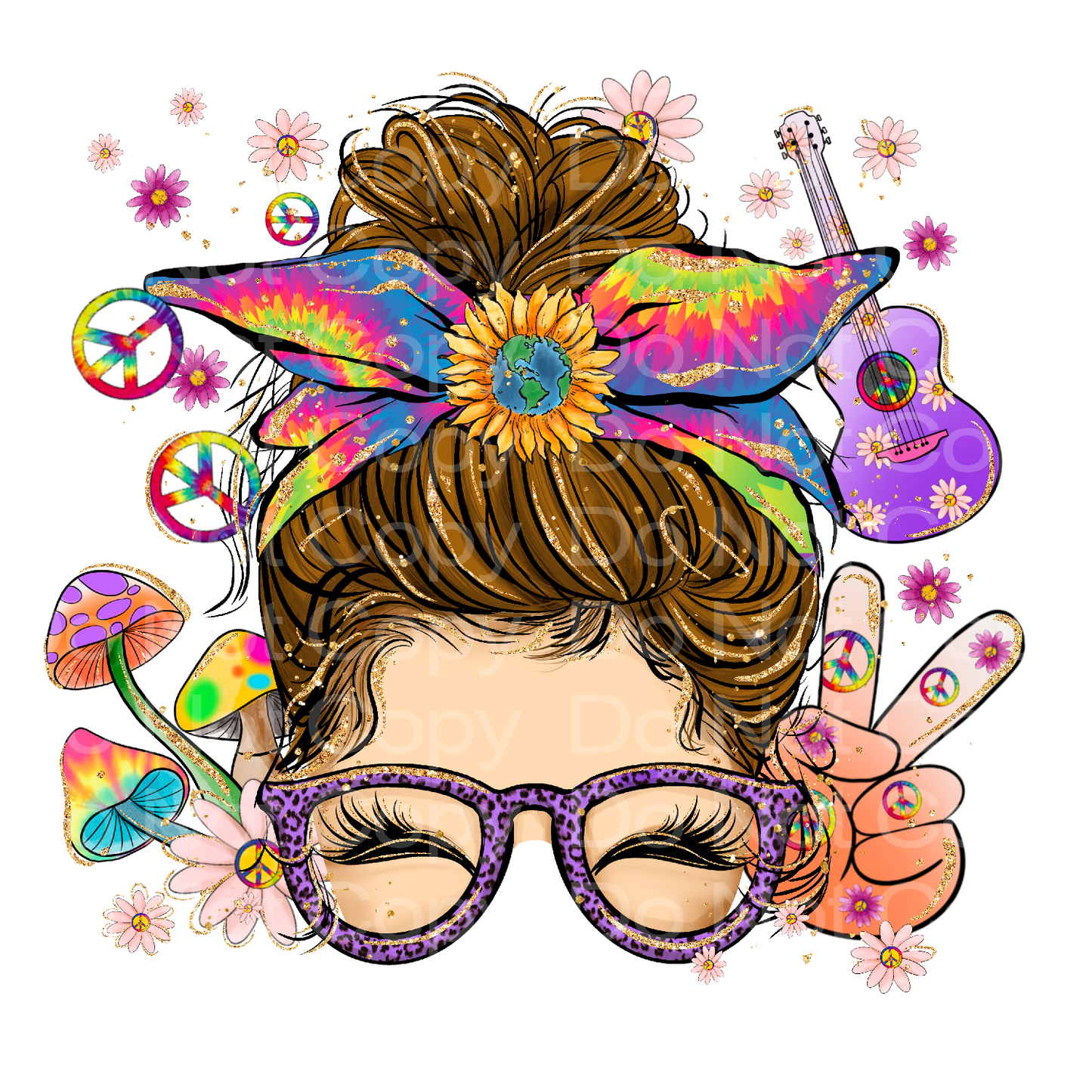 Messy Bun Hippy Transfer Film 1801