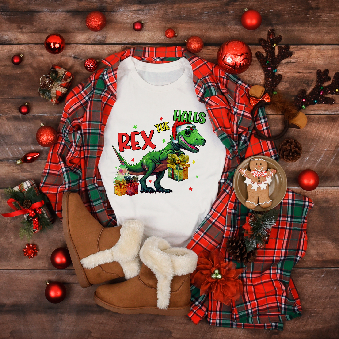 Christmas Rex the Halls Women's White Tee