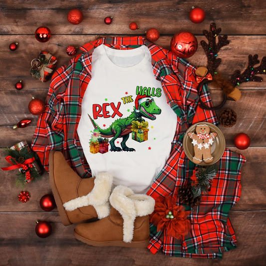 Christmas Rex the Halls Women's White Tee