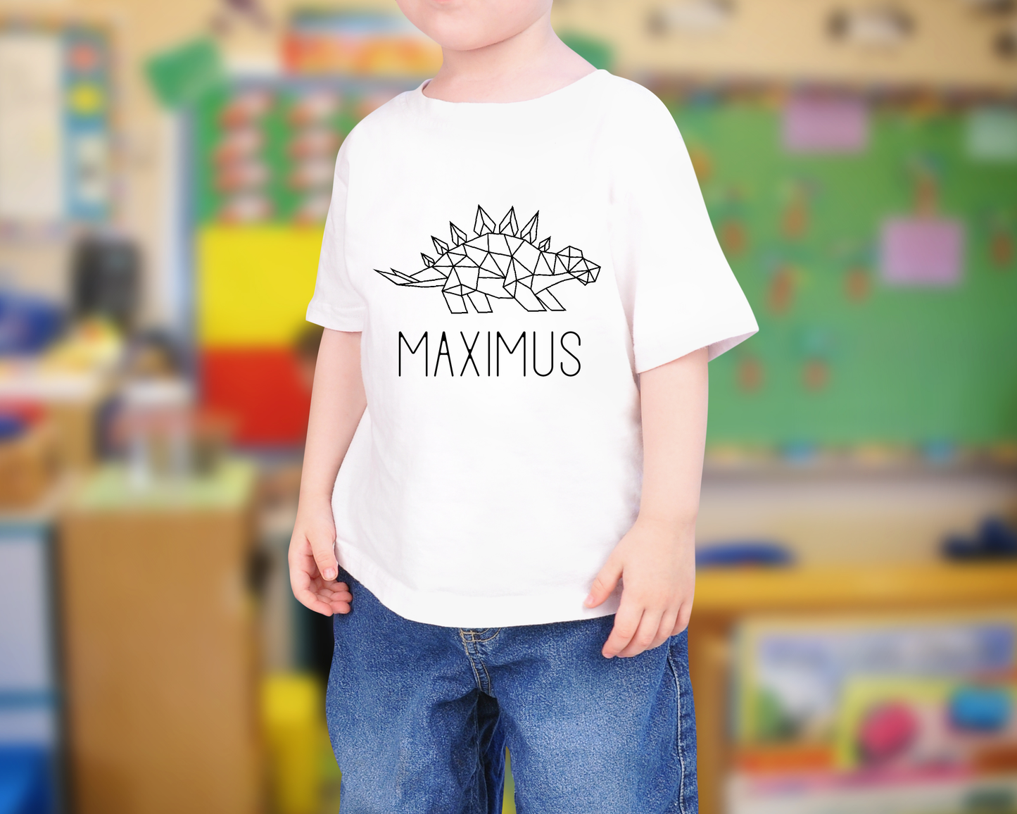 Personalized Geo Stegosaurus Dinosaur with Name Youth Tee