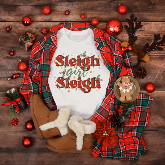Christmas Sleigh Girl Sleigh Women's White Tee