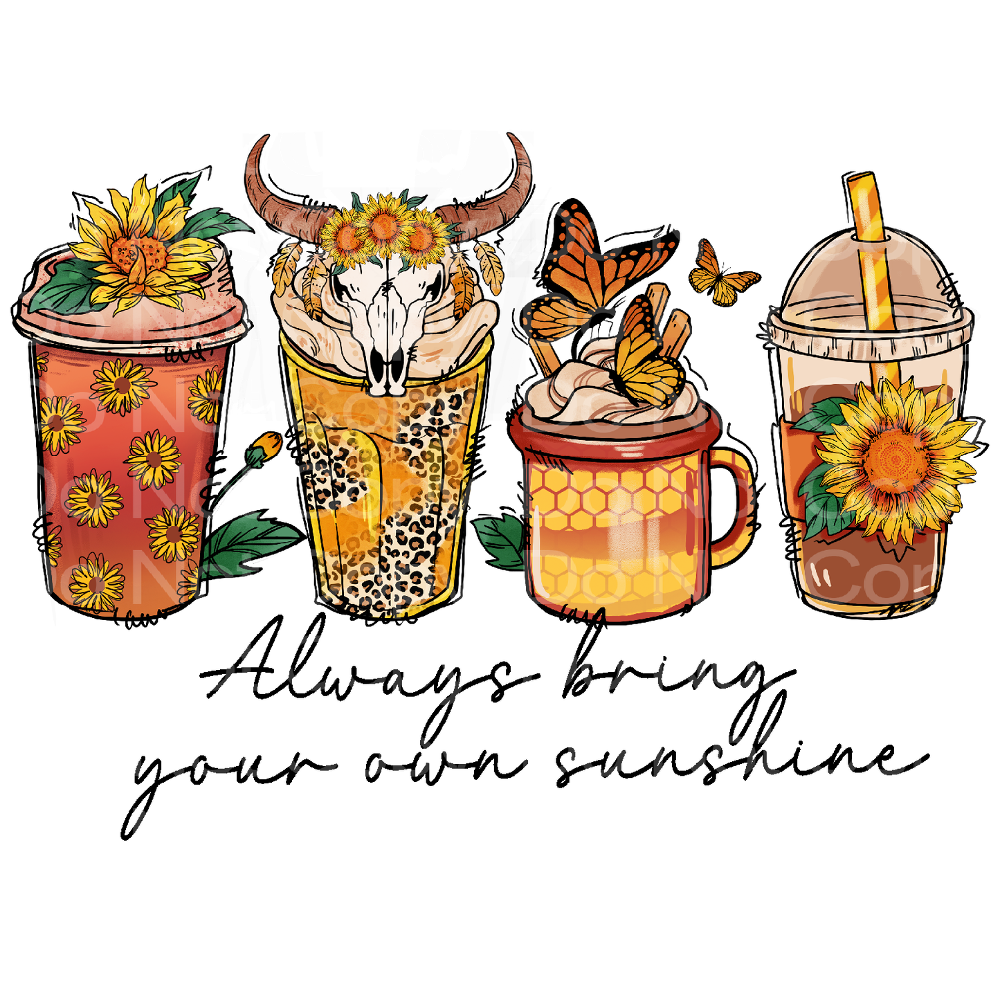 Sunflower Sunshine Drinks Transfer Film 1006