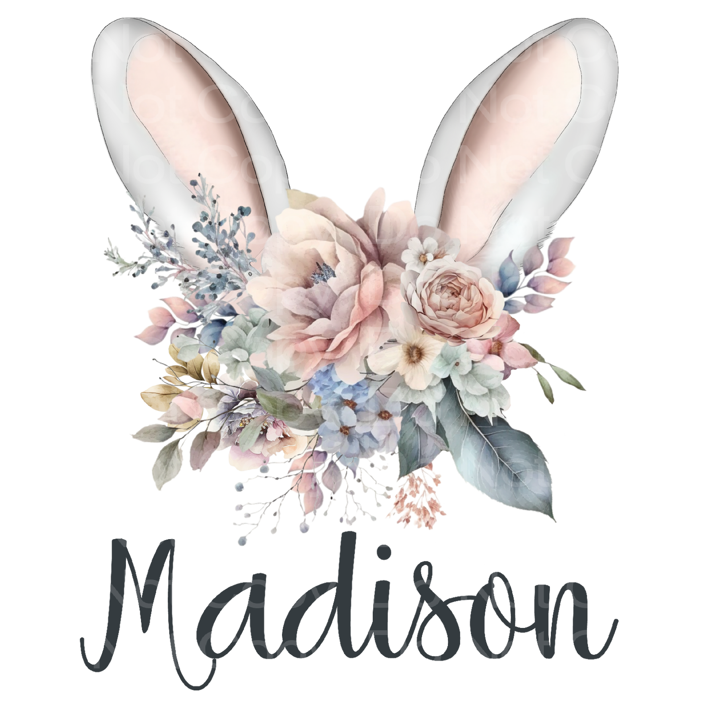 Customized it! Floral Bunny Ears with Name Transfer Film 5012