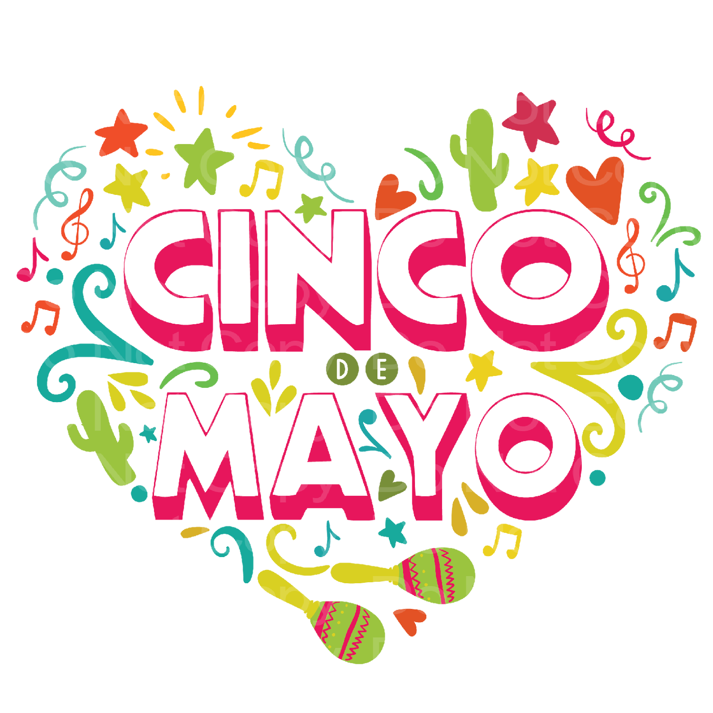 Cinco de Mayo Heart Transfer Film 7015