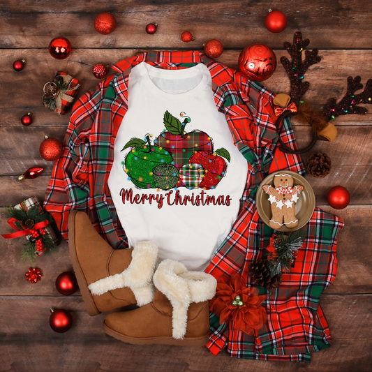 Christmas Teacher Apples Women's White Tee