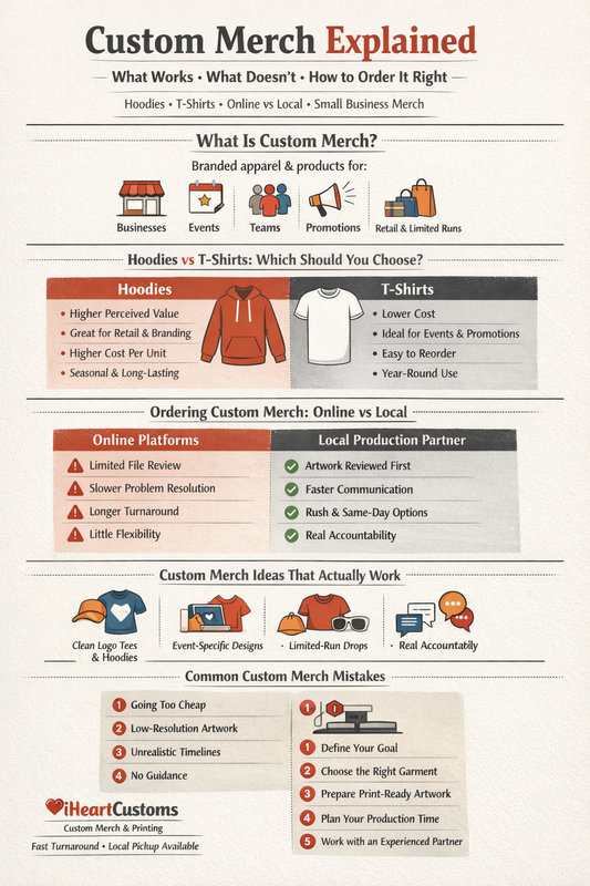 Custom Merch Explained: Hoodies, Online Ordering, Small Business Use and What Actually Works