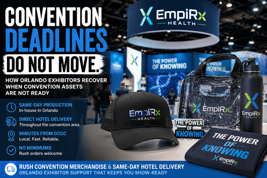 Convention giveaway hats delivered to Four Seasons Orlando before trade show