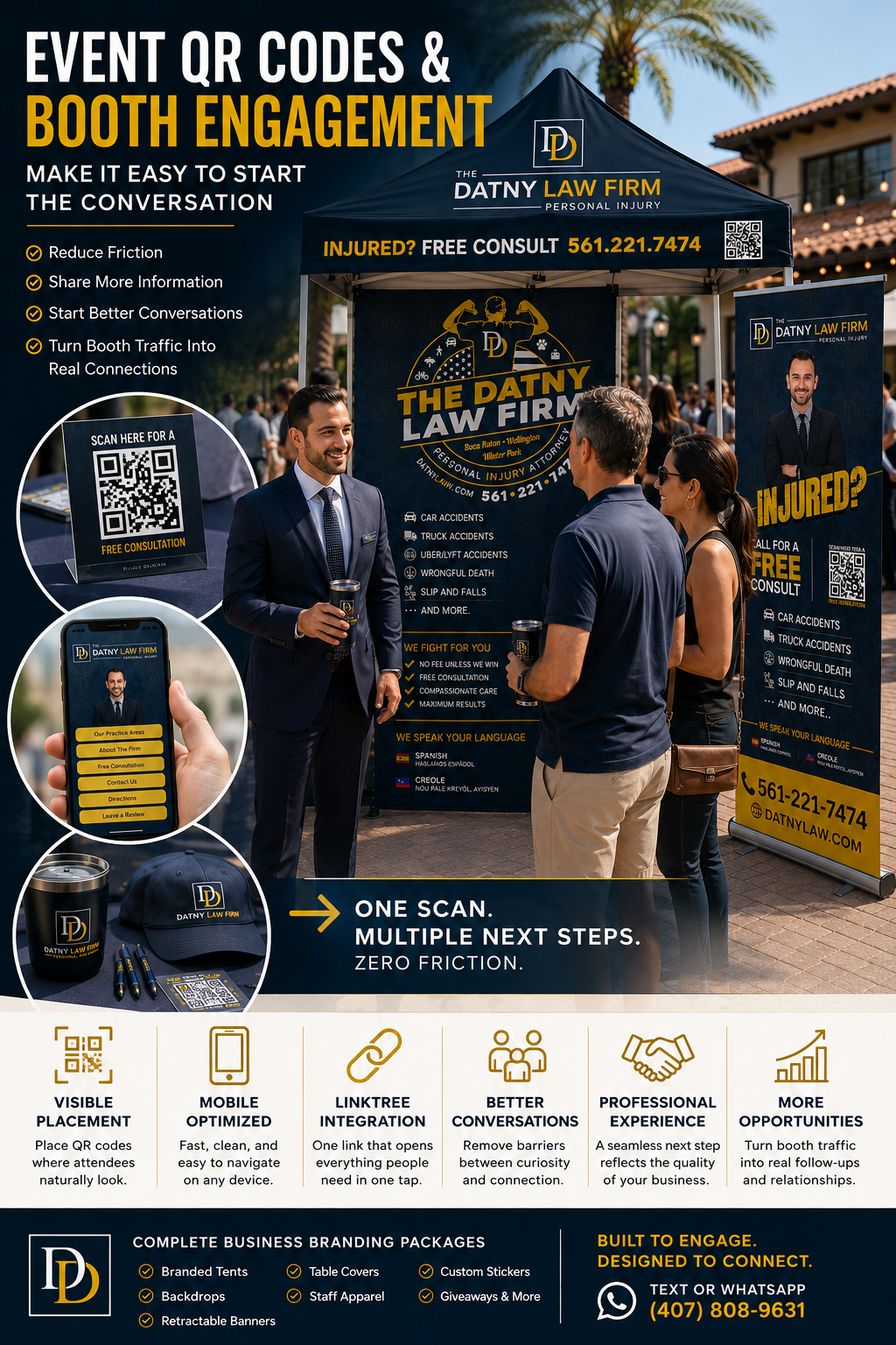 Custom QR code retractable banner event engagement Datny Law Firm iHeartCustoms Orlando