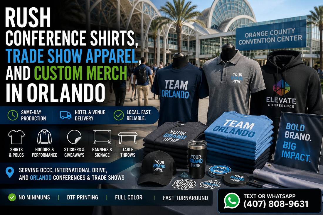 Custom conference shirts and trade show apparel produced in Orlando — iHeartCustoms