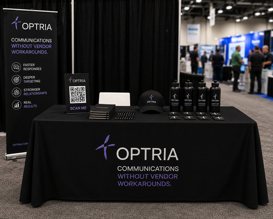 Custom trade show table cover with oversized DTF graphics for convention exhibitor booth branding in Orlando