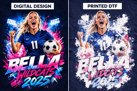 digital design vs printed dtf comparison showing transparency effect issues