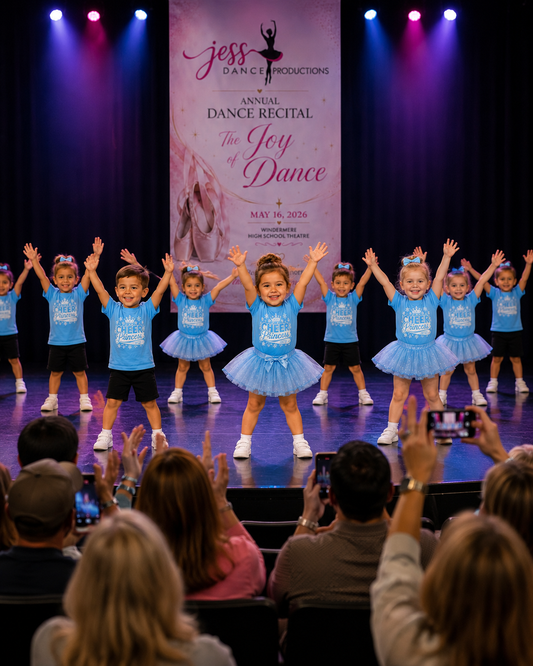 Custom dance studio shirts for Jess Dance Productions Winter Garden FL — iHeartCustoms Orlando DTF team apparel