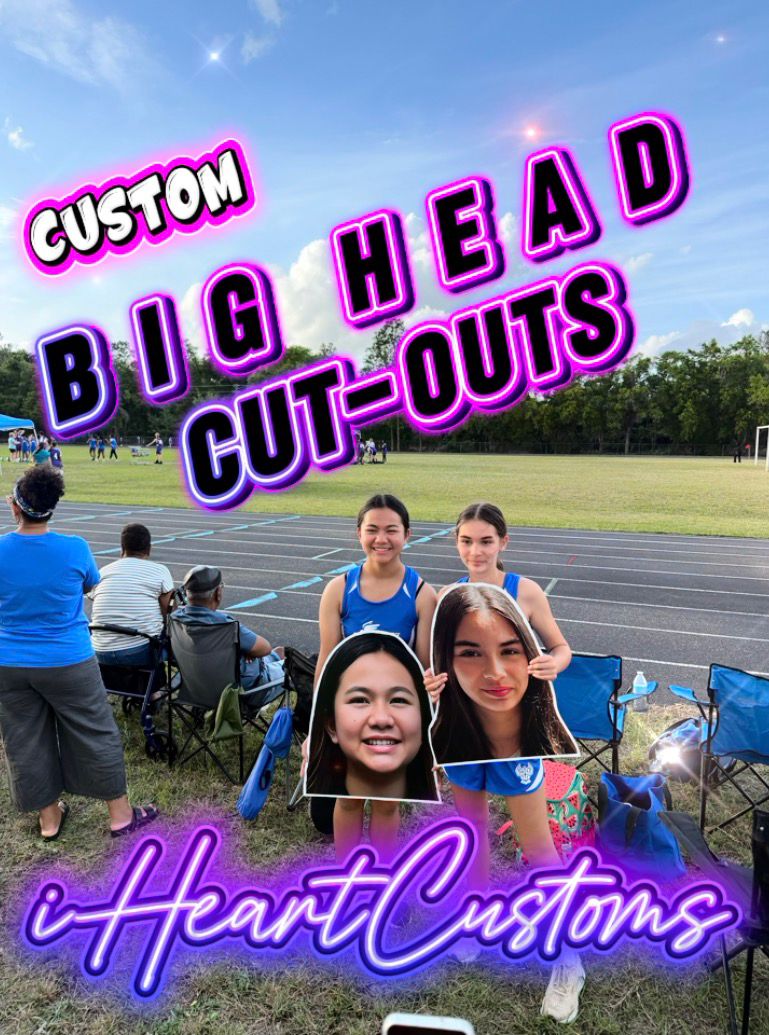 custom big head cutout sports fan sign track meet Orlando