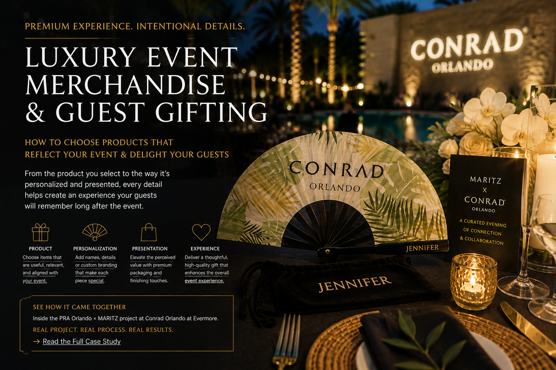 Custom event fans produced in Orlando for a PRA-managed MARITZ activation