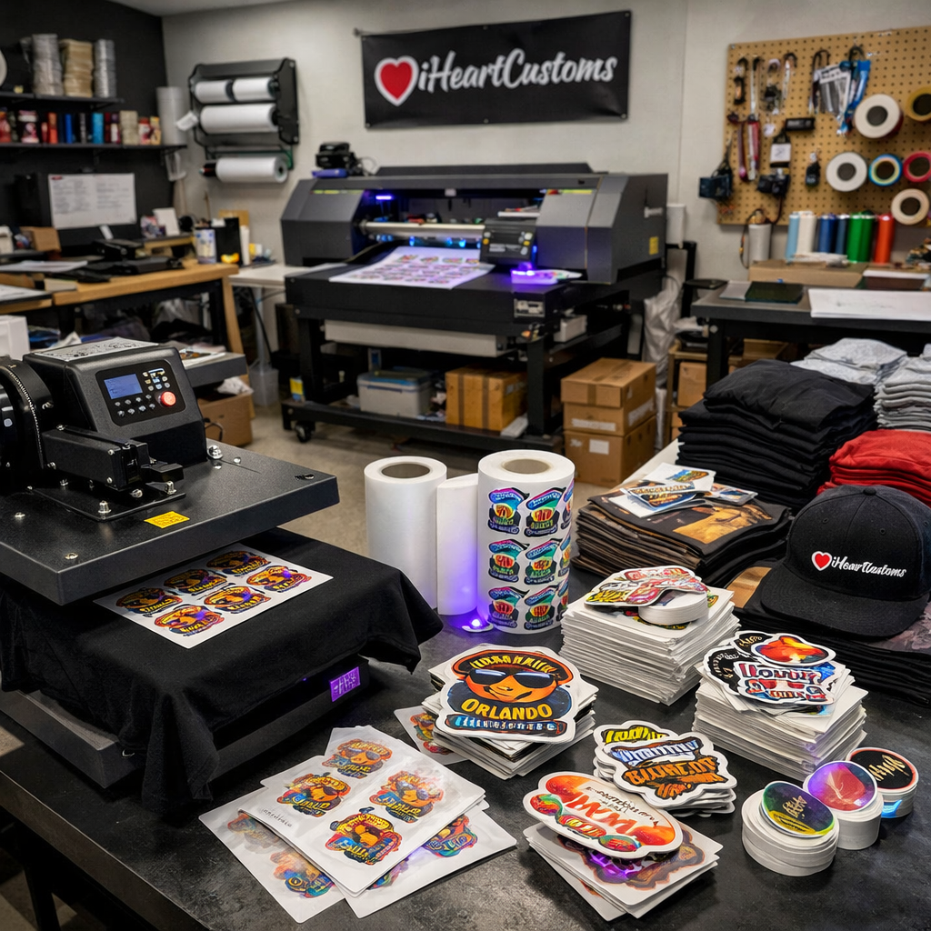 Behind the Scenes at iHeartCustoms | DTF Printing, UV DTF & Custom Merch Production in Orlando