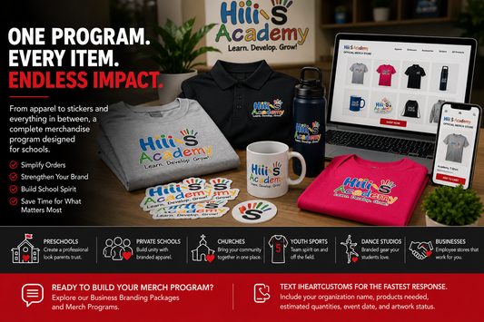 Complete merchandise program for schools sports organizations and businesses — iHeartCustoms Merch Program Orlando