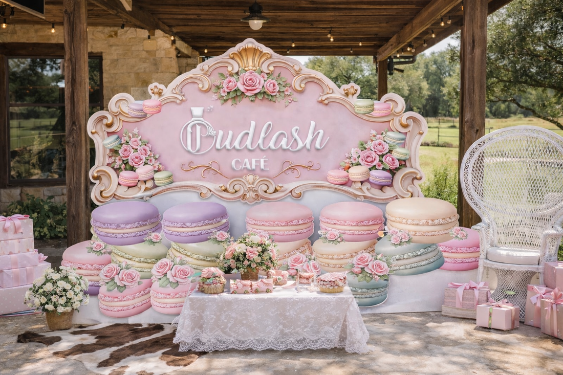custom baby shower backdrop made with printed vinyl and coroplast foam boards for outdoor milestone event