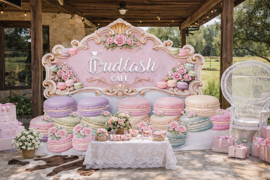 custom baby shower backdrop made with printed vinyl and coroplast foam boards for outdoor milestone event