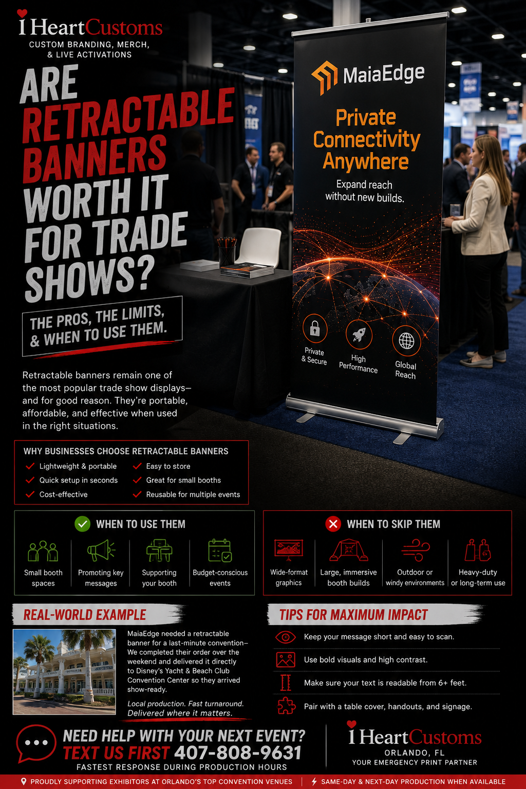 Convention materials delivered to hotel front desk on International Drive Orlando — iHeartCustoms production