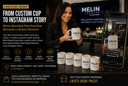 Custom decoration applied to customer-supplied cups same business day — iHeartCustoms customer-supplied merchandise Orlando