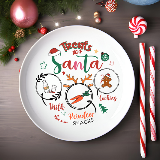 UV DTF Transfers for Santa Plates – Easy Peel, Rub & Stick Holiday Designs - Style 2