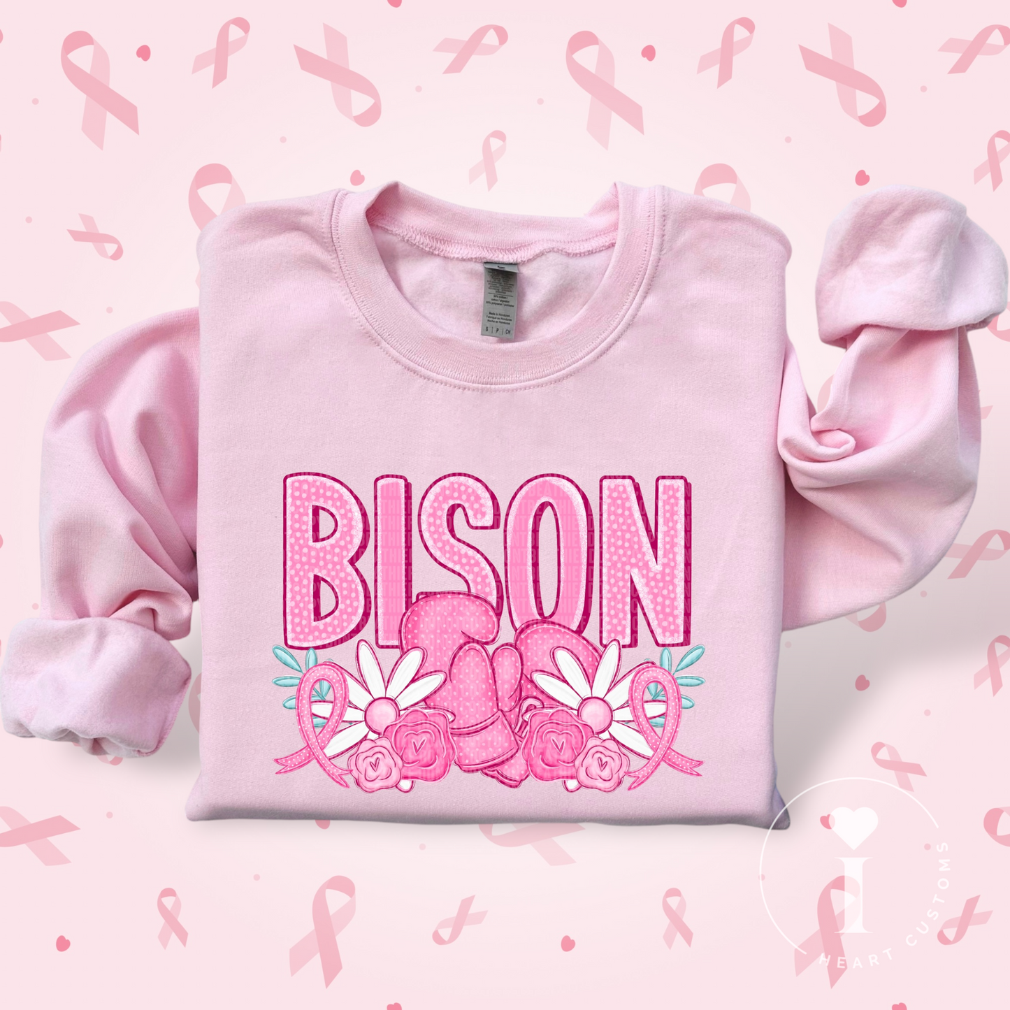 Bison Breast Cancer Sports Mascot DTF Transfer Film SD074