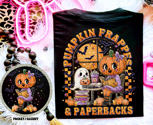 Pumpkin Frappes & Paperbacks with matching front pocket DTF Transfer Film