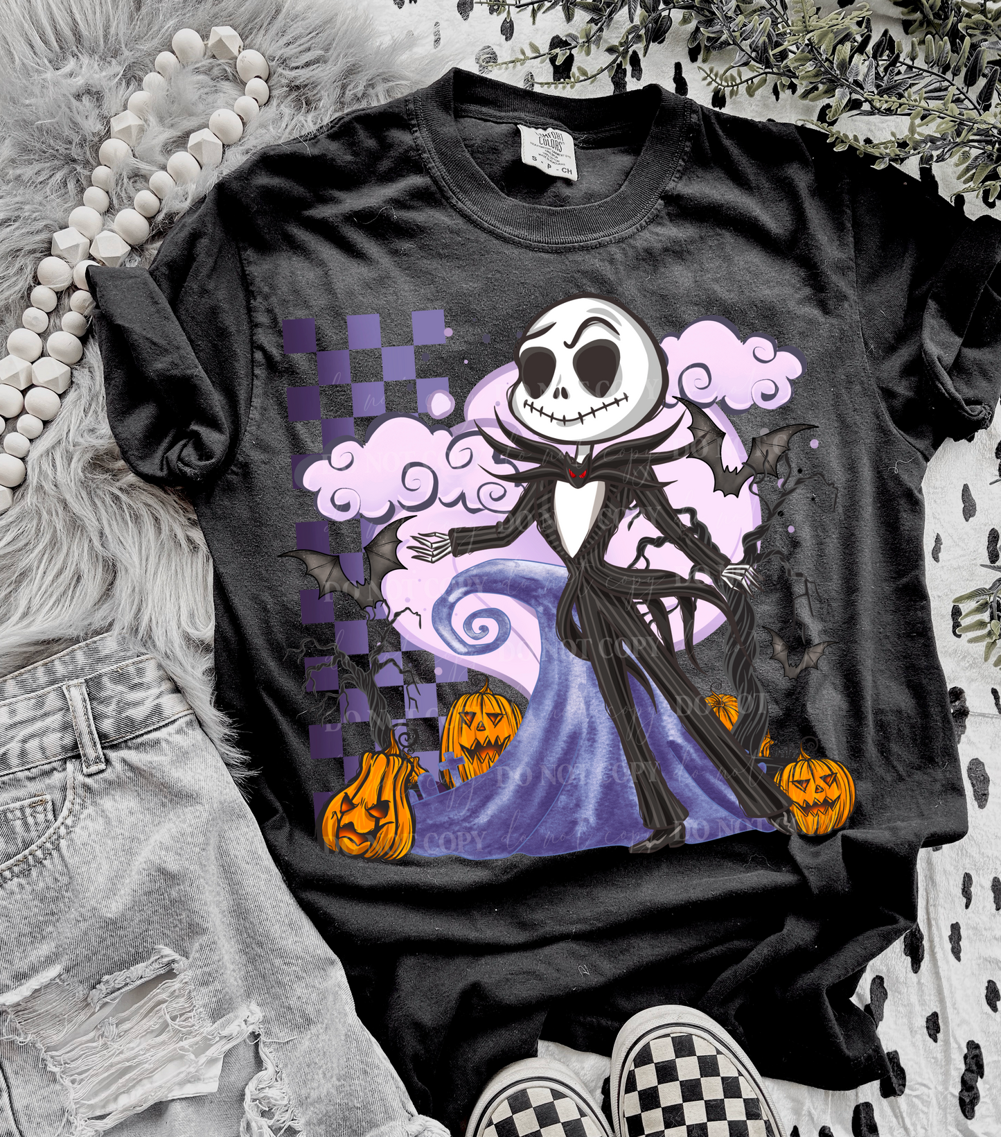 Purple Checker NBC with Pumpkin DTF Transfer Film