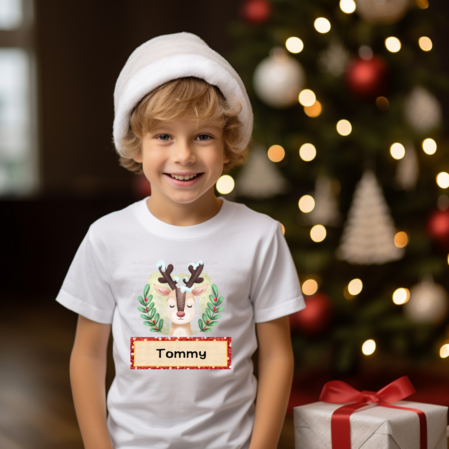 Customize it! Christmas Reindeer Boy with Name Transfer Film IHC114