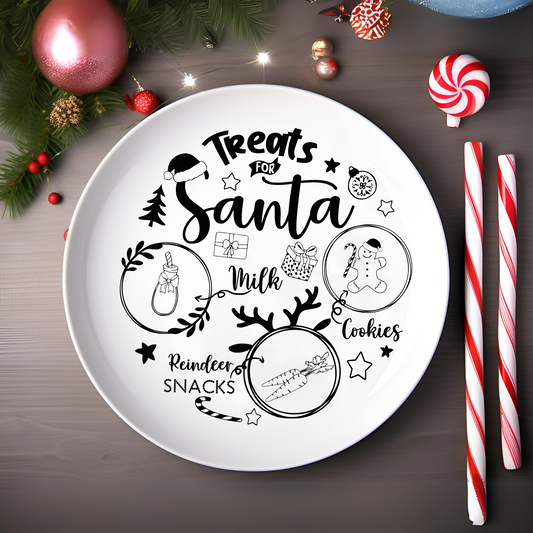 UV DTF Transfers for Santa Plates – Easy Peel, Rub & Stick Holiday Designs - Style 3