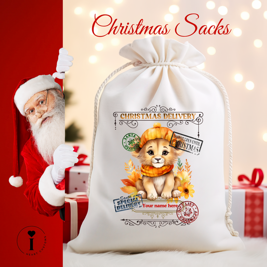 Personalized Santa Christmas Sack DTF Transfer – Custom Holiday Gift Bag Design - Xmas Cub