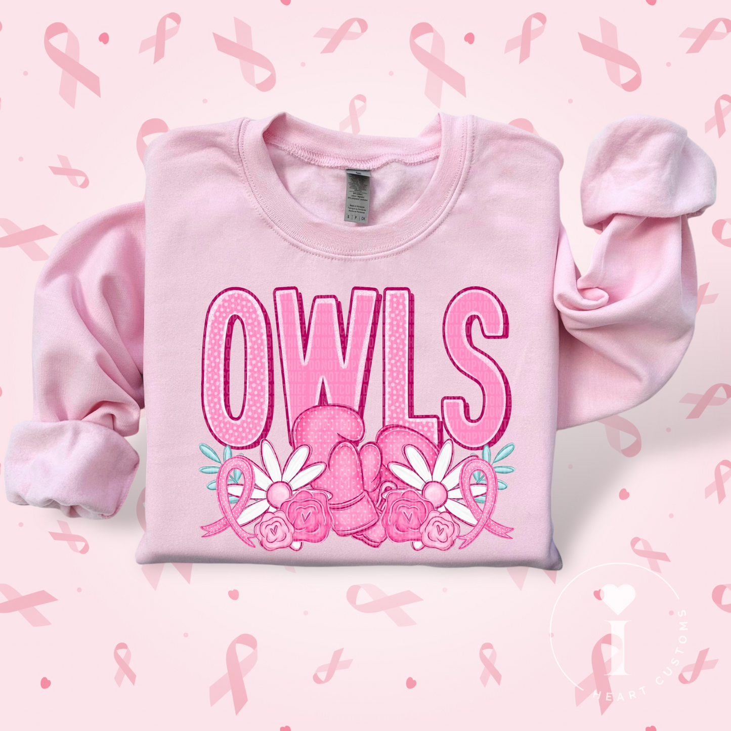 Owls Breast Cancer Sports Mascot DTF Transfer Film SD074