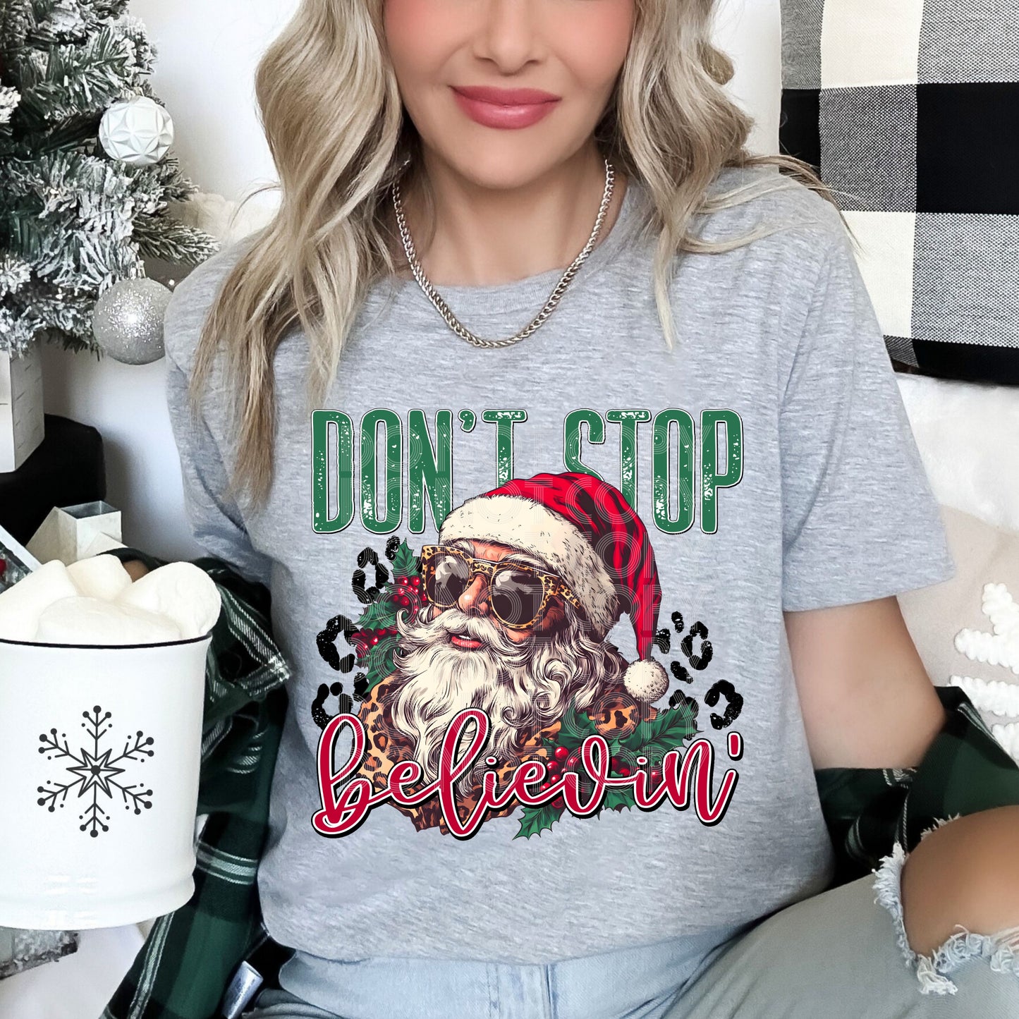 Don’t stop Believing Santa DTF Transfer Film TE094