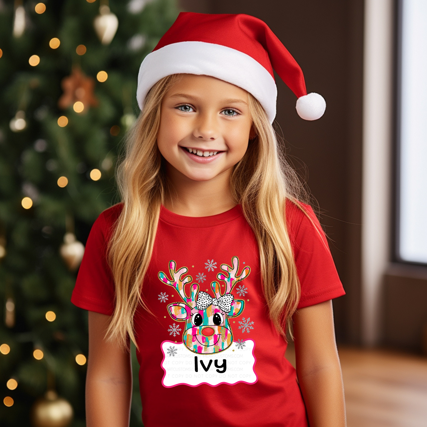 Customize it! Christmas Colorful Reindeer with Name Transfer Film IHC114