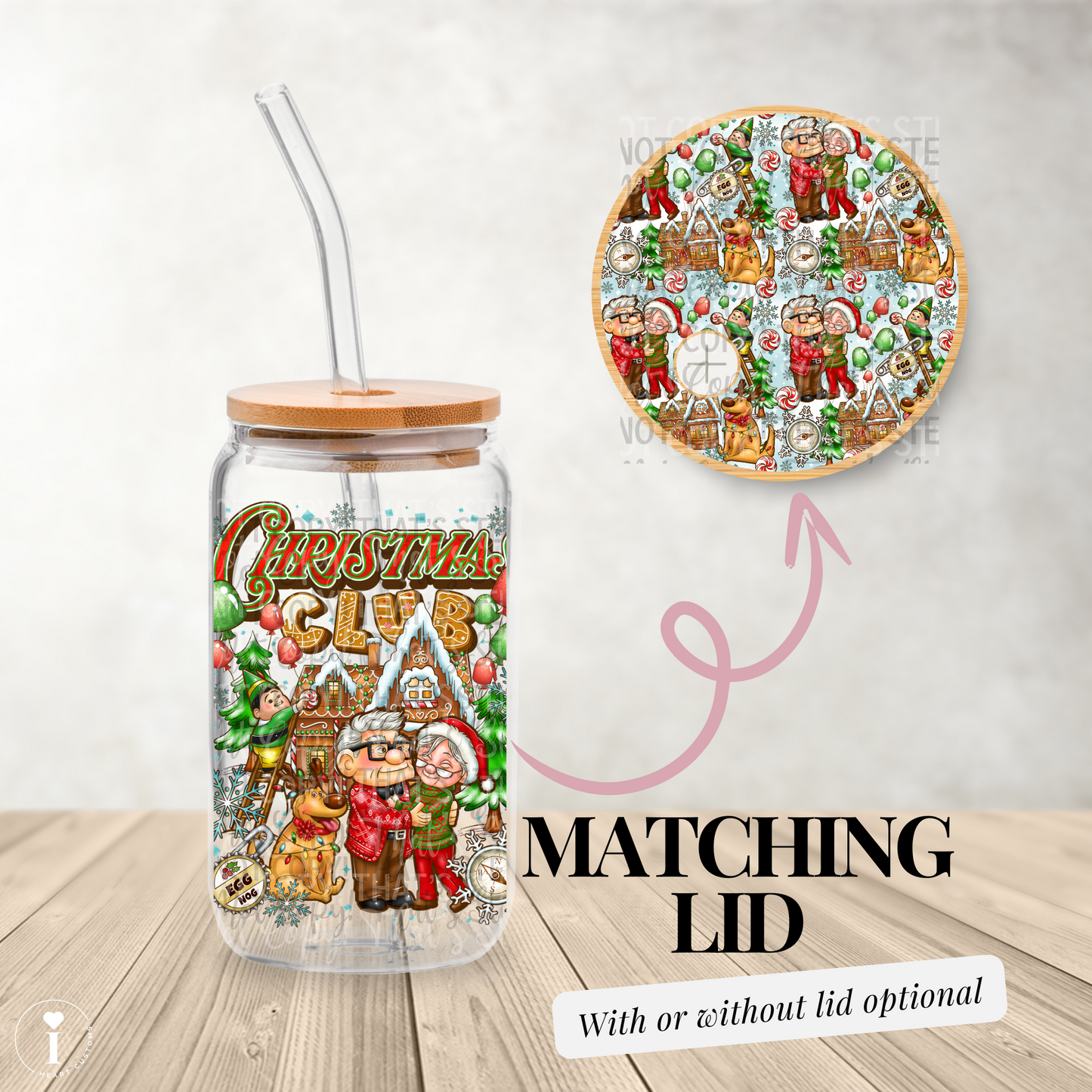 Christmas Club up - 16oz UV DTF Transfer Film Wrap and Matching Lid G114