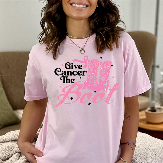 Give Cancer the boot Breast Cancer DTF Transfer Film CF095