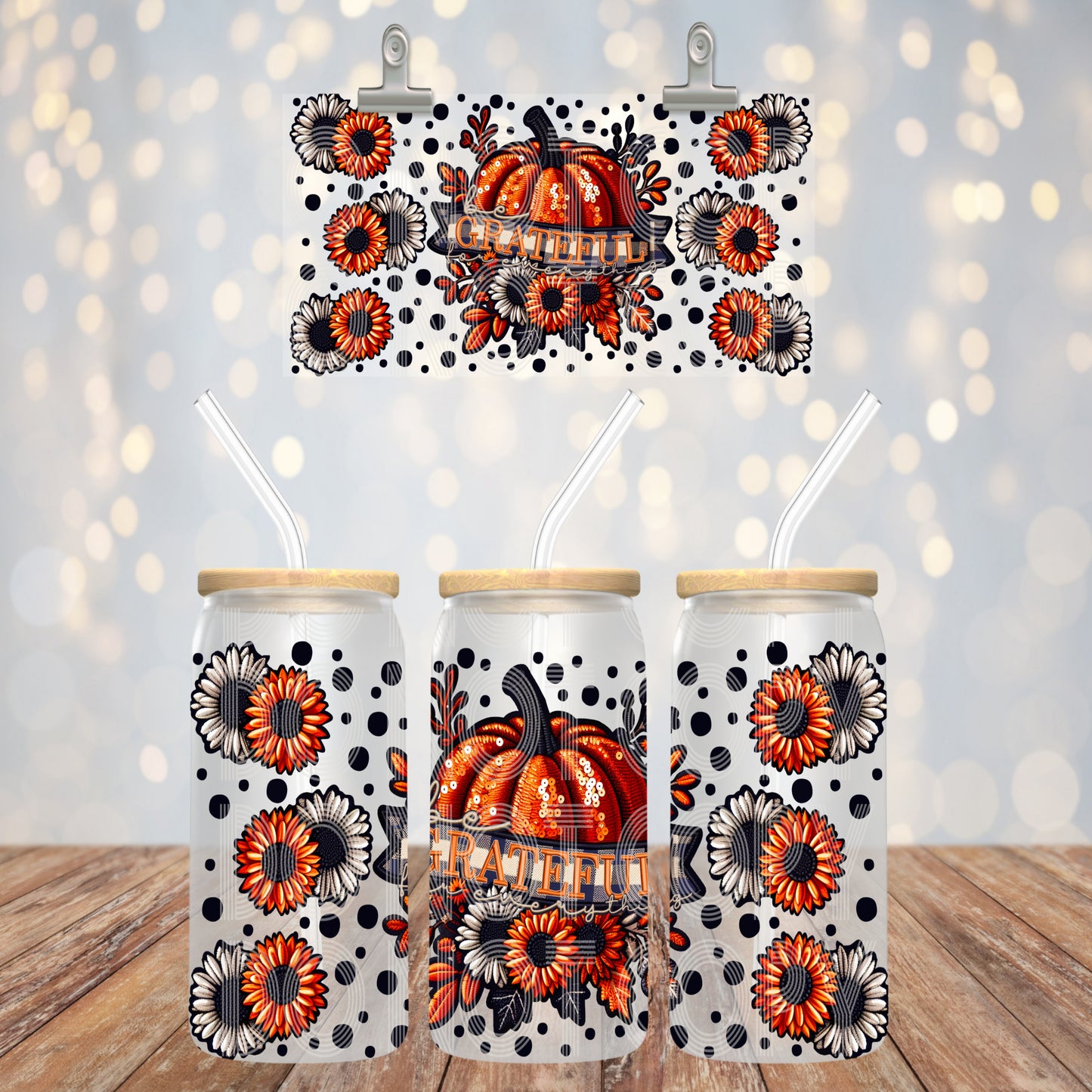 Sequin Pumpkin - 16oz UV DTF Transfer Film TE094