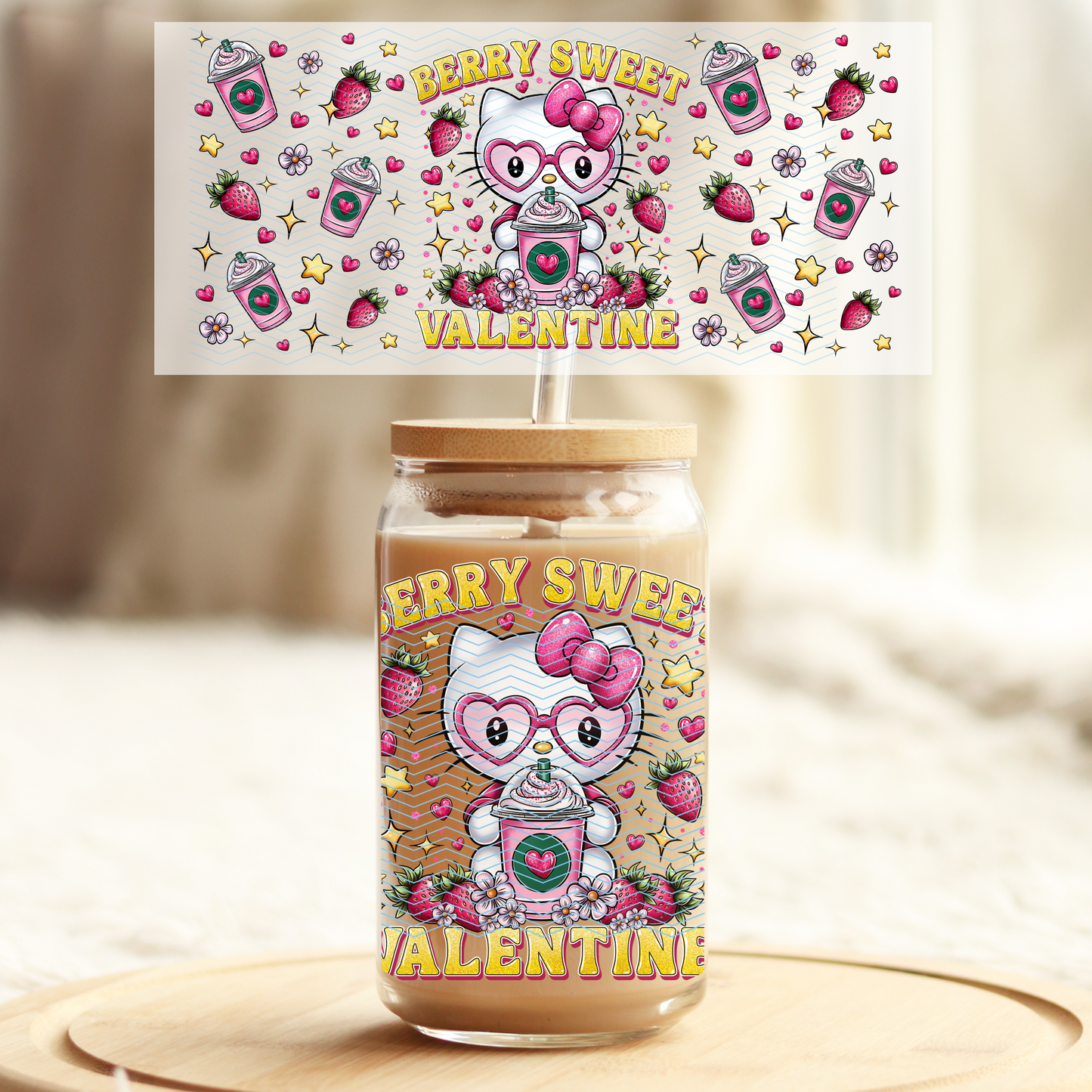 Berry Sweet Valentine - 16oz Glass UV DTF Transfer Film