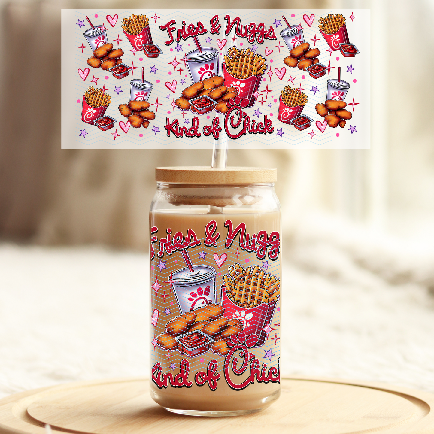 Fries & Nuggs - 16oz Glass UV DTF Transfer Film