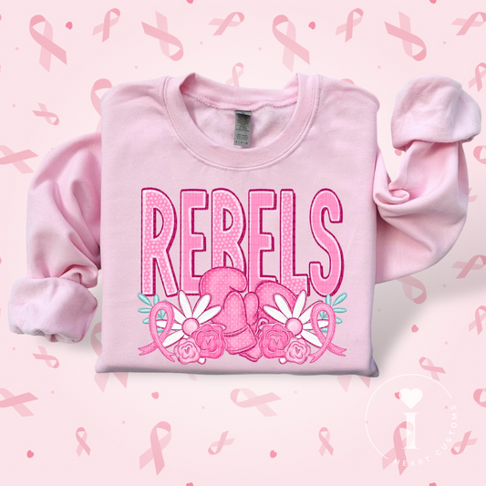 Rebels Breast Cancer Sports Mascot DTF Transfer Film SD074