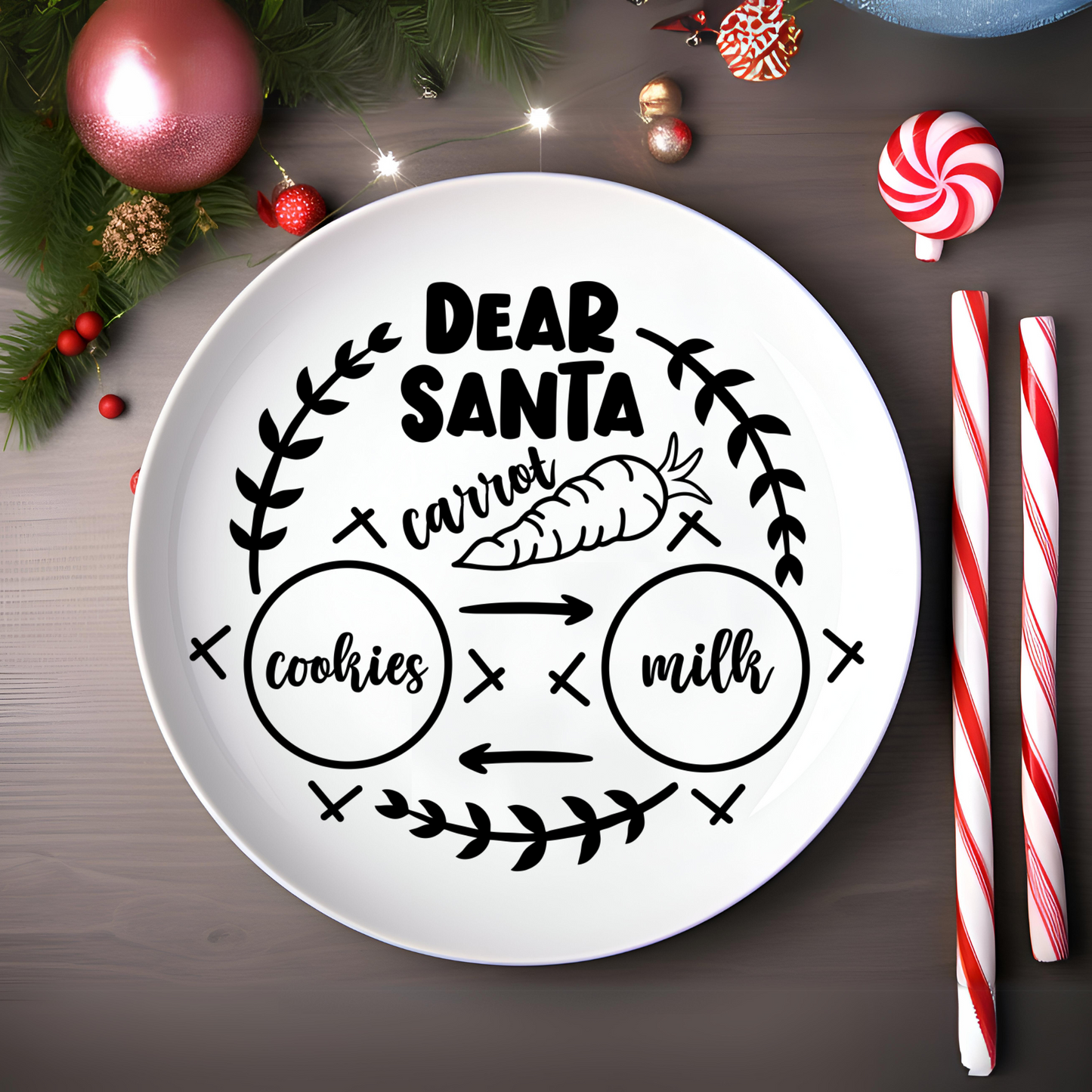 UV DTF Transfers for Santa Plates – Easy Peel, Rub & Stick Holiday Designs - Style 5