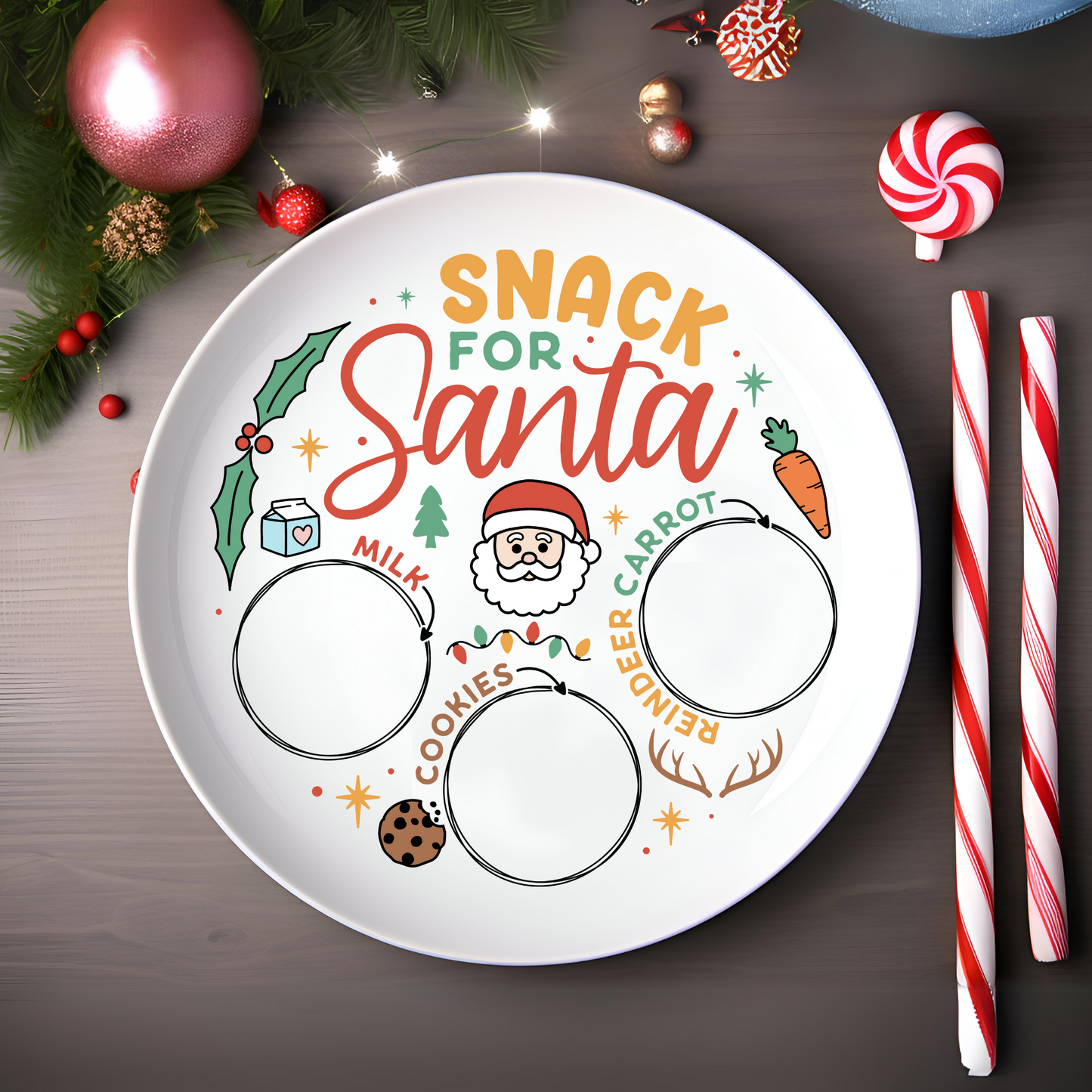 UV DTF Transfers for Santa Plates – Easy Peel, Rub & Stick Holiday Designs - Style 1